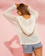 Natural % Tunisia Crochet Hooded Sweater-2