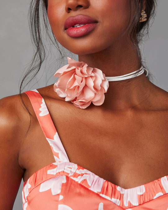 Pink % The Chosen Flower Tie Choker Necklace-1