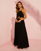 Black % Orlaith Halter Cut Out Maxi Dress-1