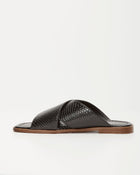Black % Avena Croc Embossed Slide Sandals-1