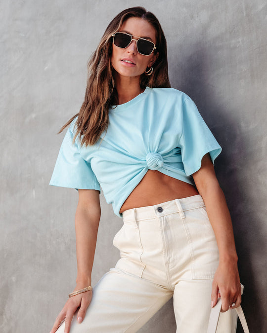 Baby Blue %  Charlize Cotton Cropped Tee 1