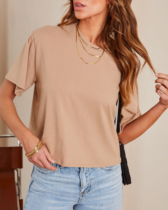 Latte % Charlize Cotton Cropped Tee-1