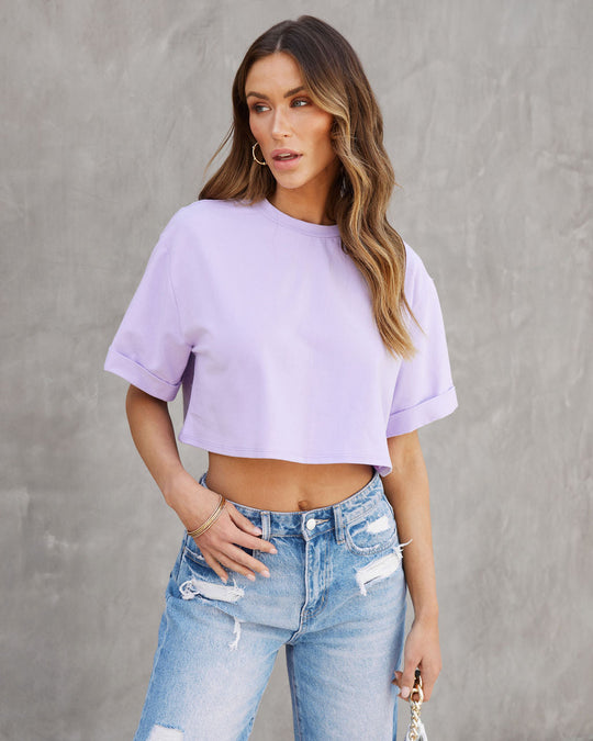 Lavender % Charlize Cotton Cropped Tee-1