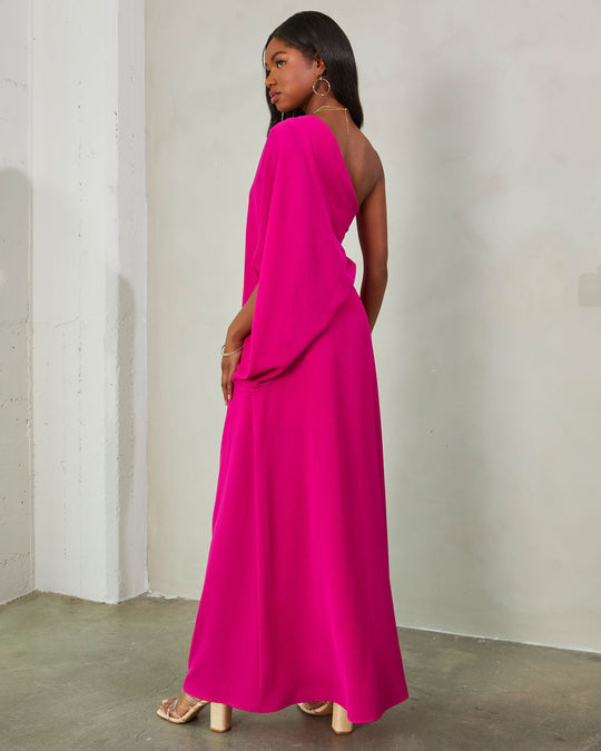 Fuchsia % From The Source One Shoulder Maxi Dress-1