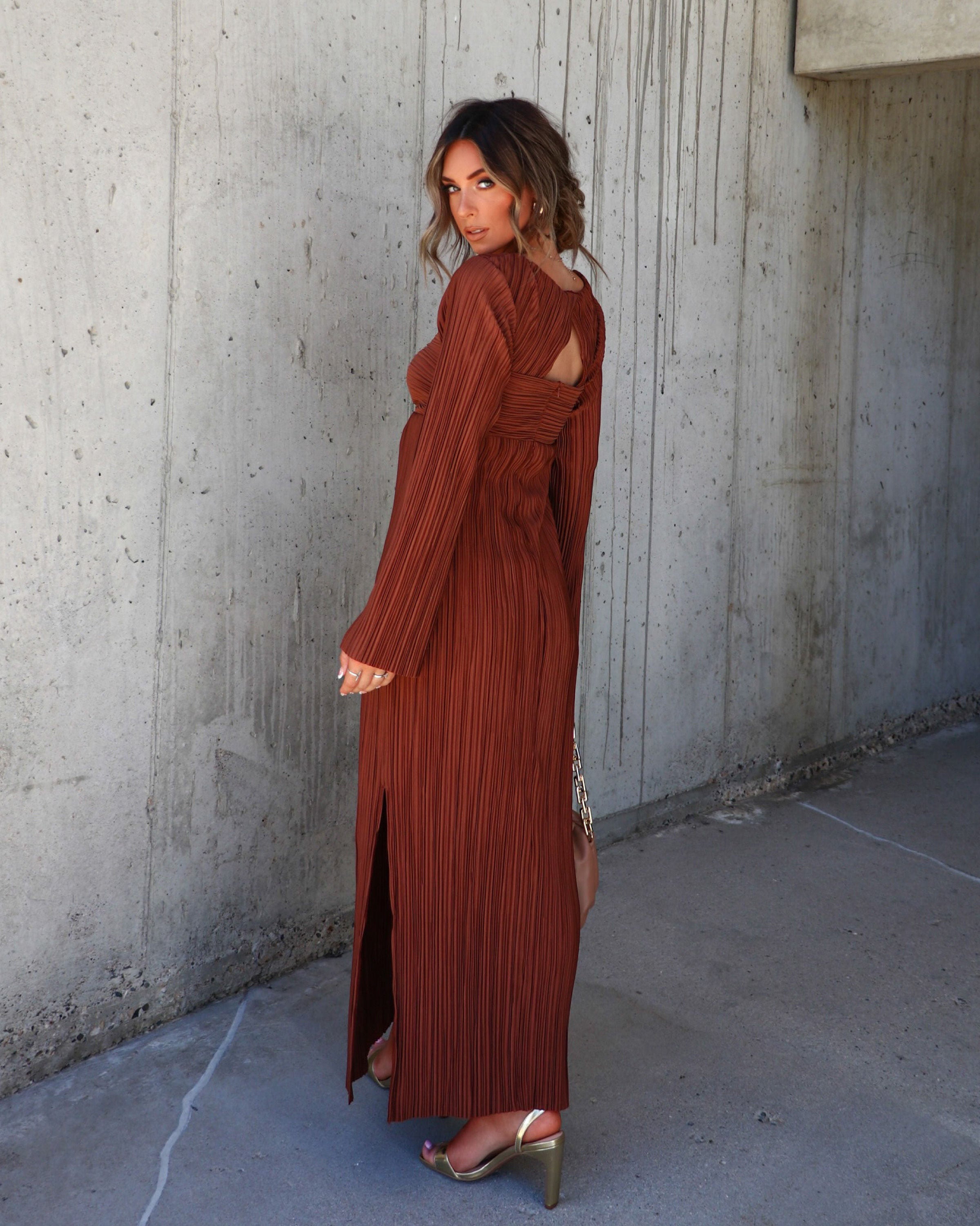 harvest nights plisse empire maxi dress Grand Entrance Plisse Cutout Maxi Dress – VICI