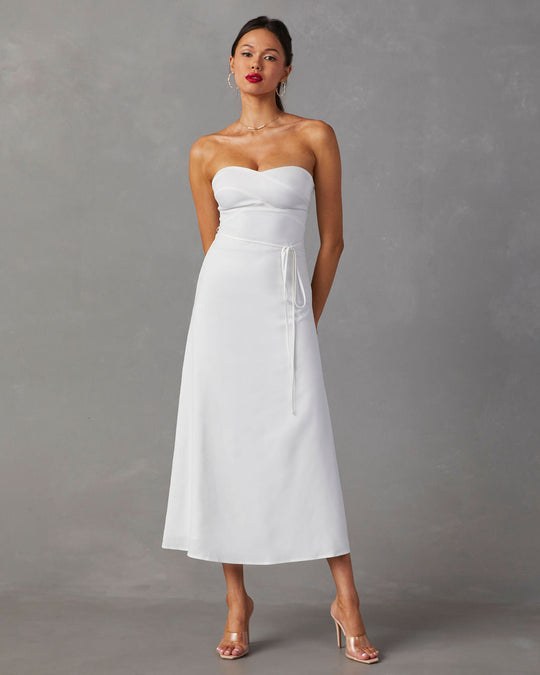 White % Milos Strapless Midi Dress-1