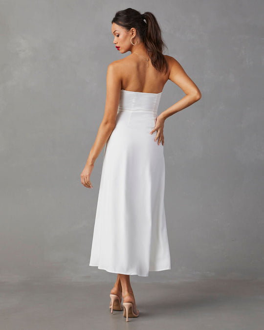 White % Milos Strapless Midi Dress-2