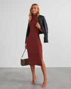 Brown % Down The Aisle Halter Neck Midi Dress-2