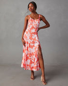 Orange/Pink % Pure Poetry Floral Midi Dress-1