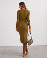 Olive % Colleto Tie Waist Midi Sweater Dress-4