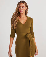 Olive % Colleto Tie Waist Midi Sweater Dress-5