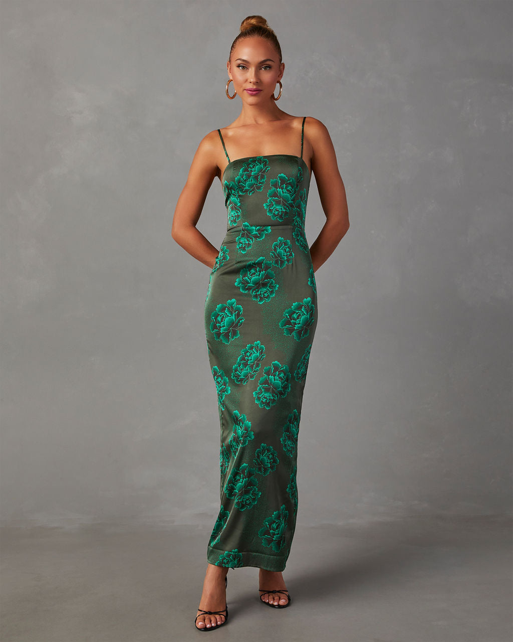 Ivy Satin Floral Slip Midi Dress – VICI