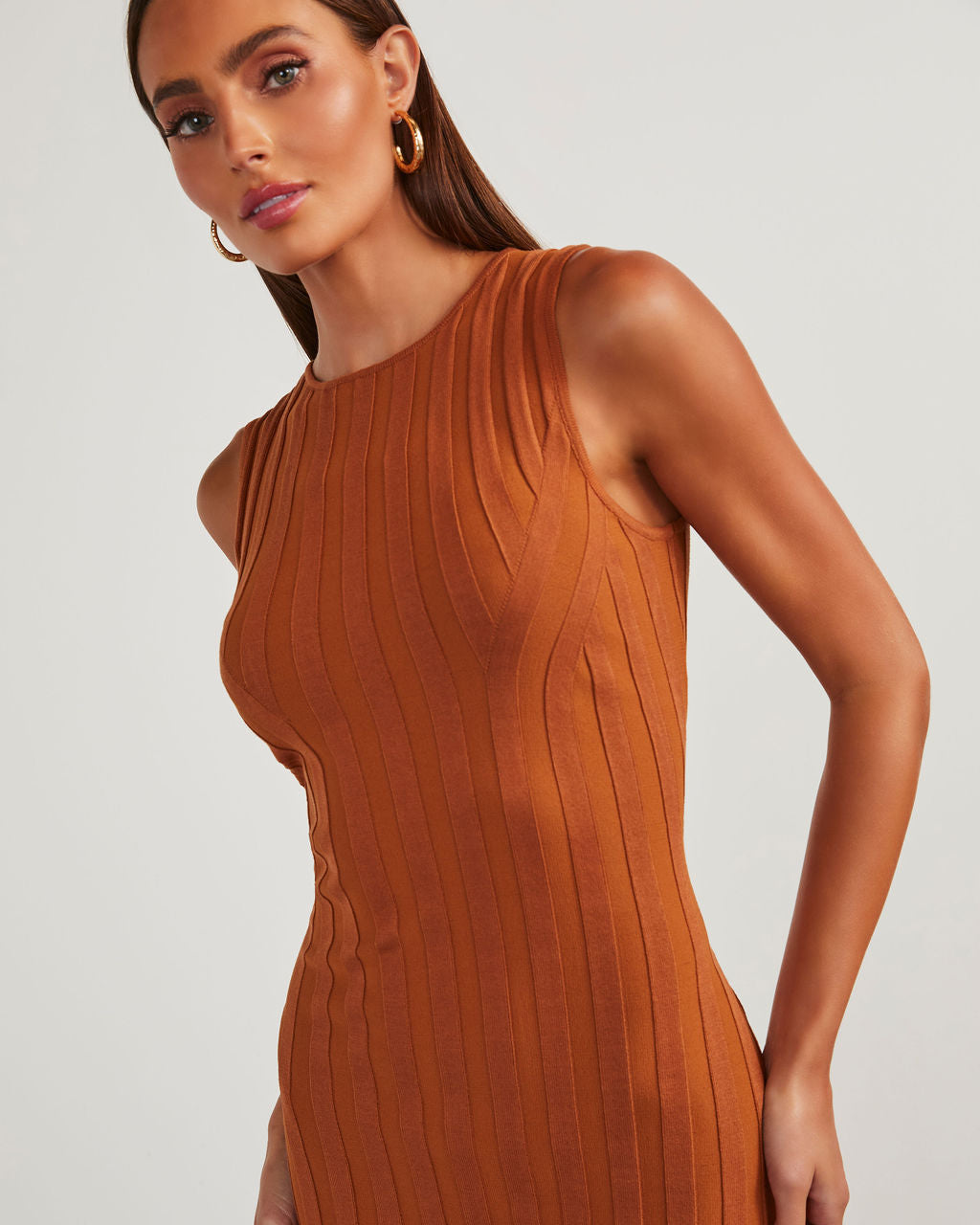 Huston Sleeveless Pleated Knit Midi Dress – VICI