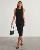 Black % Tempted Shoulder Cutout Midi Dress-1