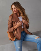 Taupe % Slick Chick Coated Faux Leather Moto Jacket-6