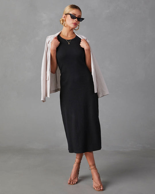 Black % Summer Picnic Cotton Midi Dress-1