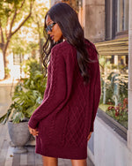 Fireside Muse Cable Knit Mini Dress