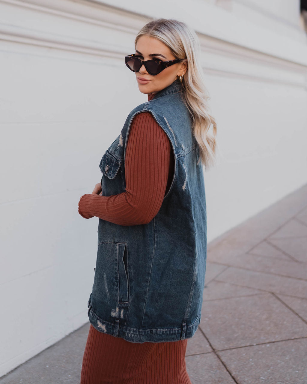 Adriel Oversized Denim Vest – VICI