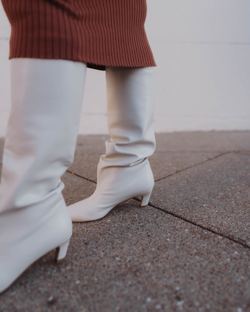 Calf high sales white boots