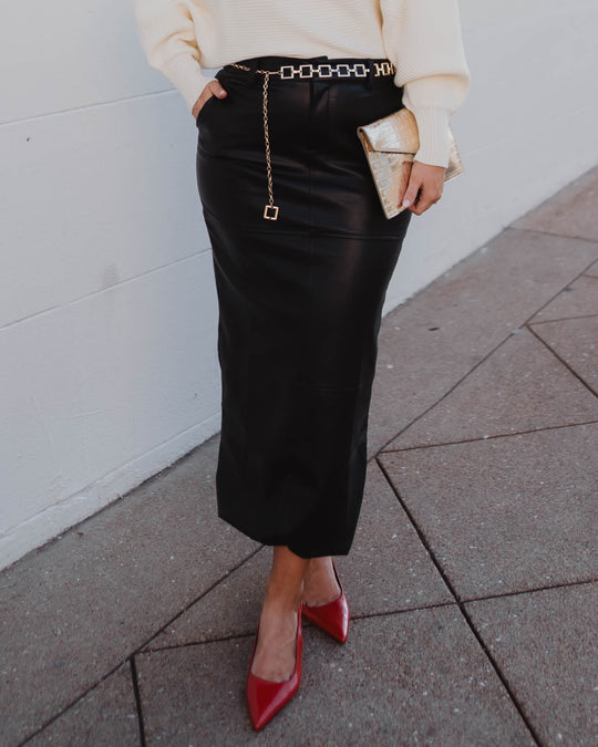 Rock With You Faux Leather Midi Skirt