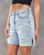 Denim % Davis High Rise Distressed Dad Jean Shorts-1