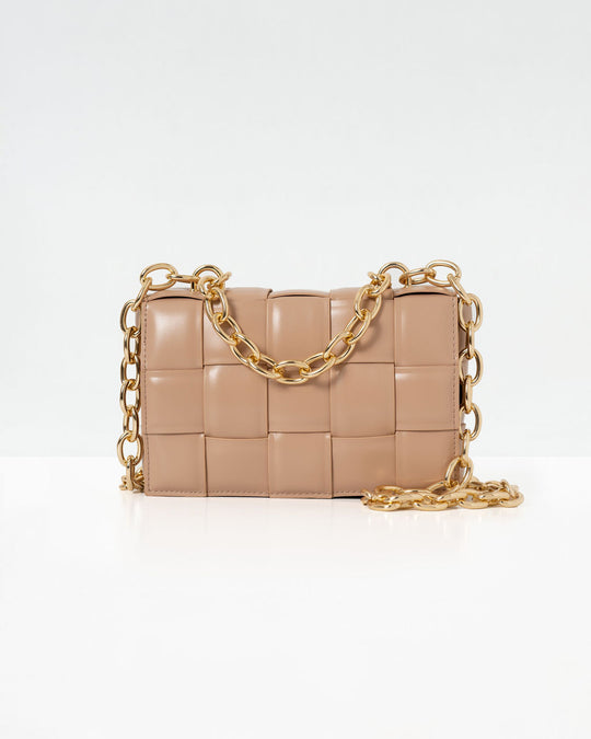 Natural % Desire Padded Woven Chain Handbag-3