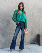 Green % Down Memory Lane Lace Contrast Top-3