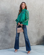 Green % Down Memory Lane Lace Contrast Top-5