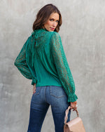 Green % Down Memory Lane Lace Contrast Top-4