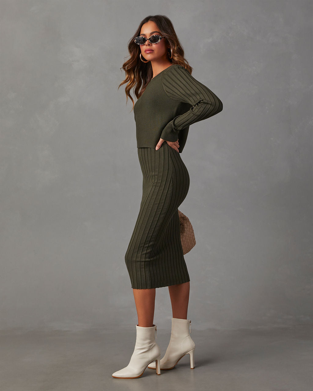 Full Of Surprises Ribbed Knit Midi Dress – VICI