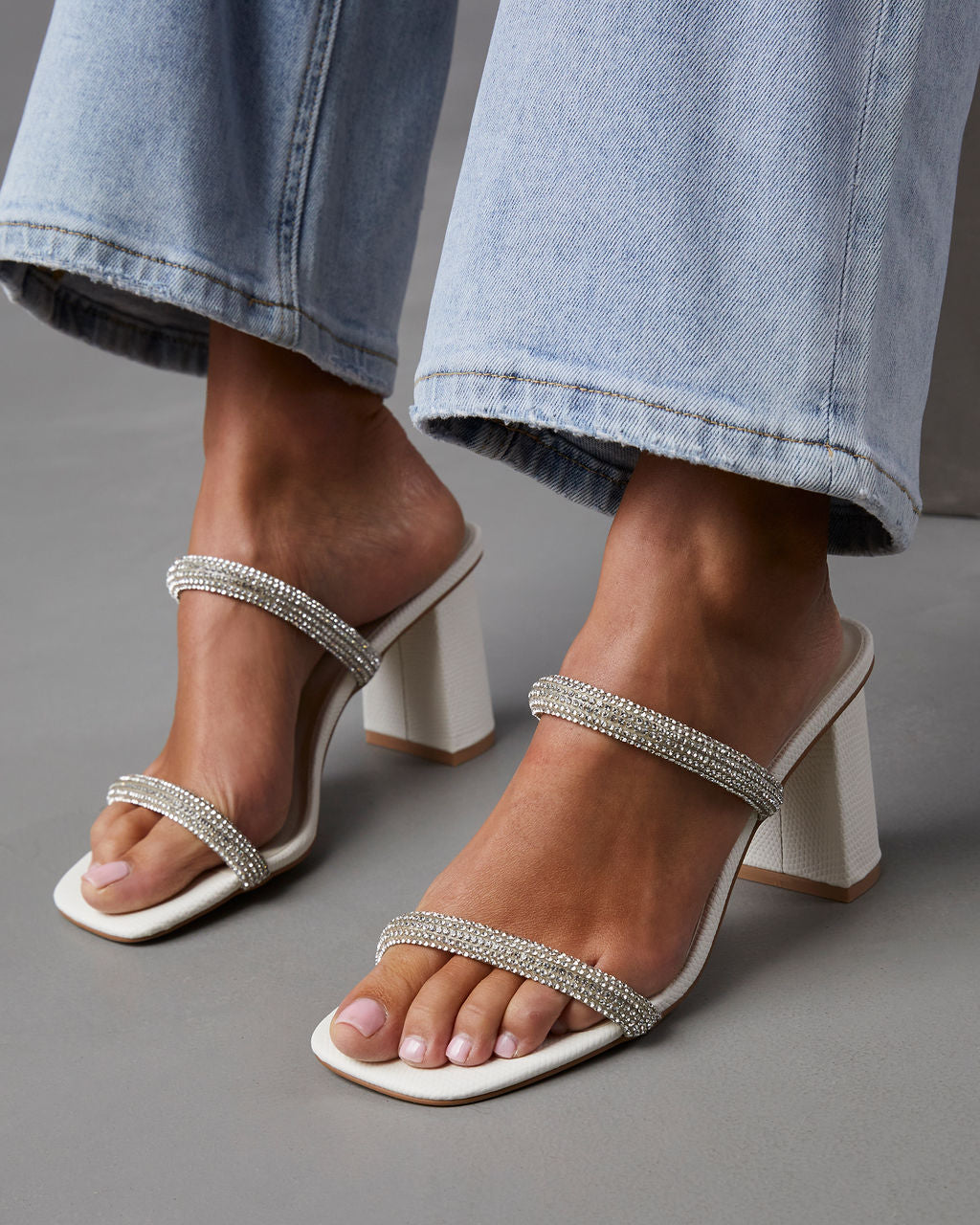 Jeweled sales strap heels
