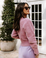 Mauve % Be Still My Heart Fuzzy Knit Button Front Cardigan-5
