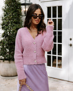 Mauve % Be Still My Heart Fuzzy Knit Button Front Cardigan-1