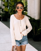 Cream % Shiva Long Sleeve Henley Top-1