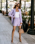 Lilac % Standards Pocketed Tailored Shorts-1