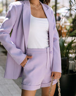 Lilac % Standards Pocketed Tailored Shorts-2