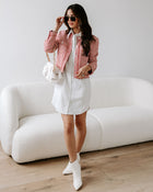 Red % Alana Tweed Chain Trim Blazer-1