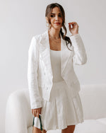 White % Peace Of Mind Pleated Embossed Mini Skirt-3