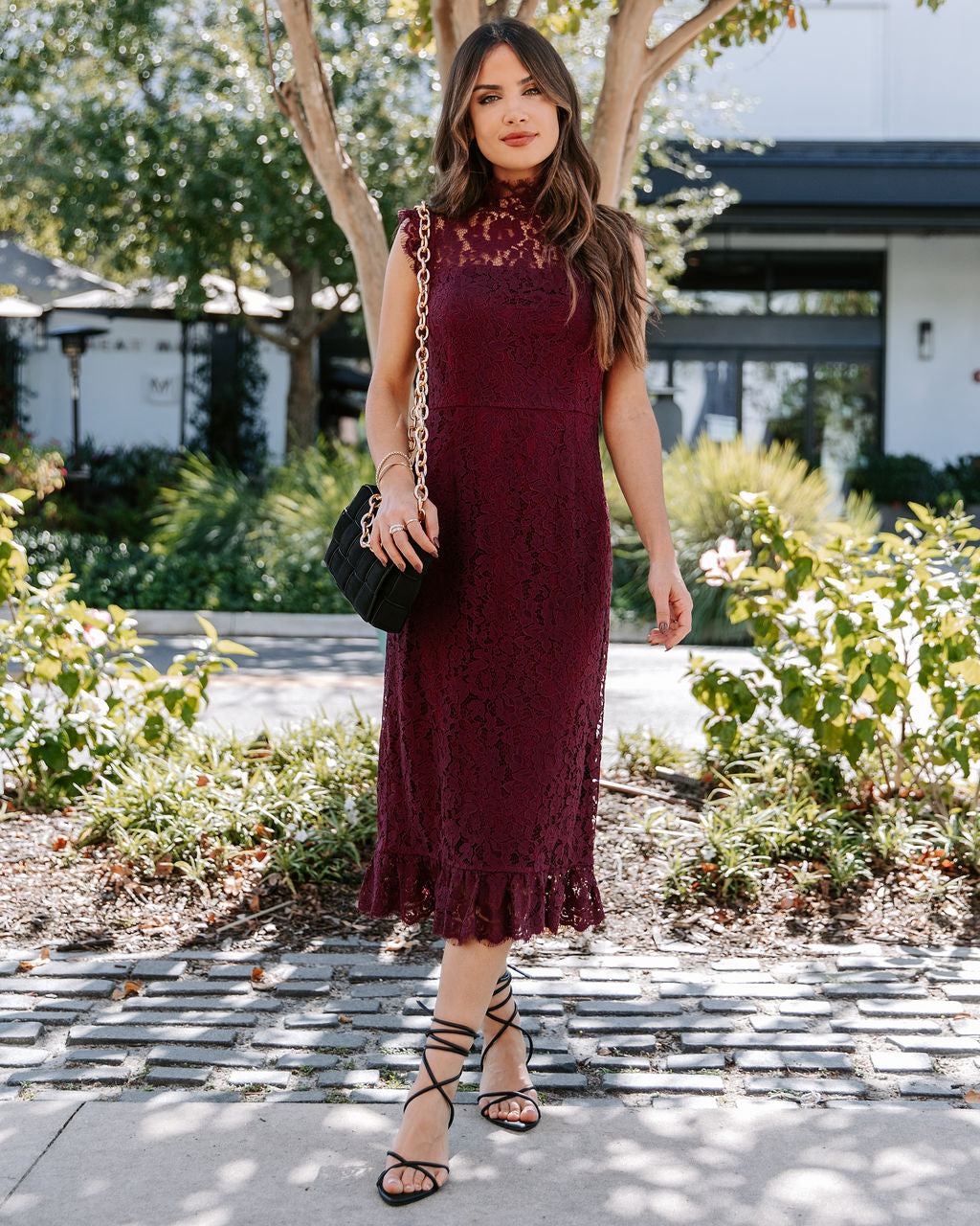 Frances Lace Ruffle Midi Dress – VICI