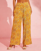 Yellow % Ruisa Printed Wide Leg Pants-1