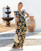 Navy Multi % Encanto Floral Ruffle Maxi Dress 1