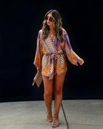 Multi % Palm Canyon Satin Tie Waist Romper-10