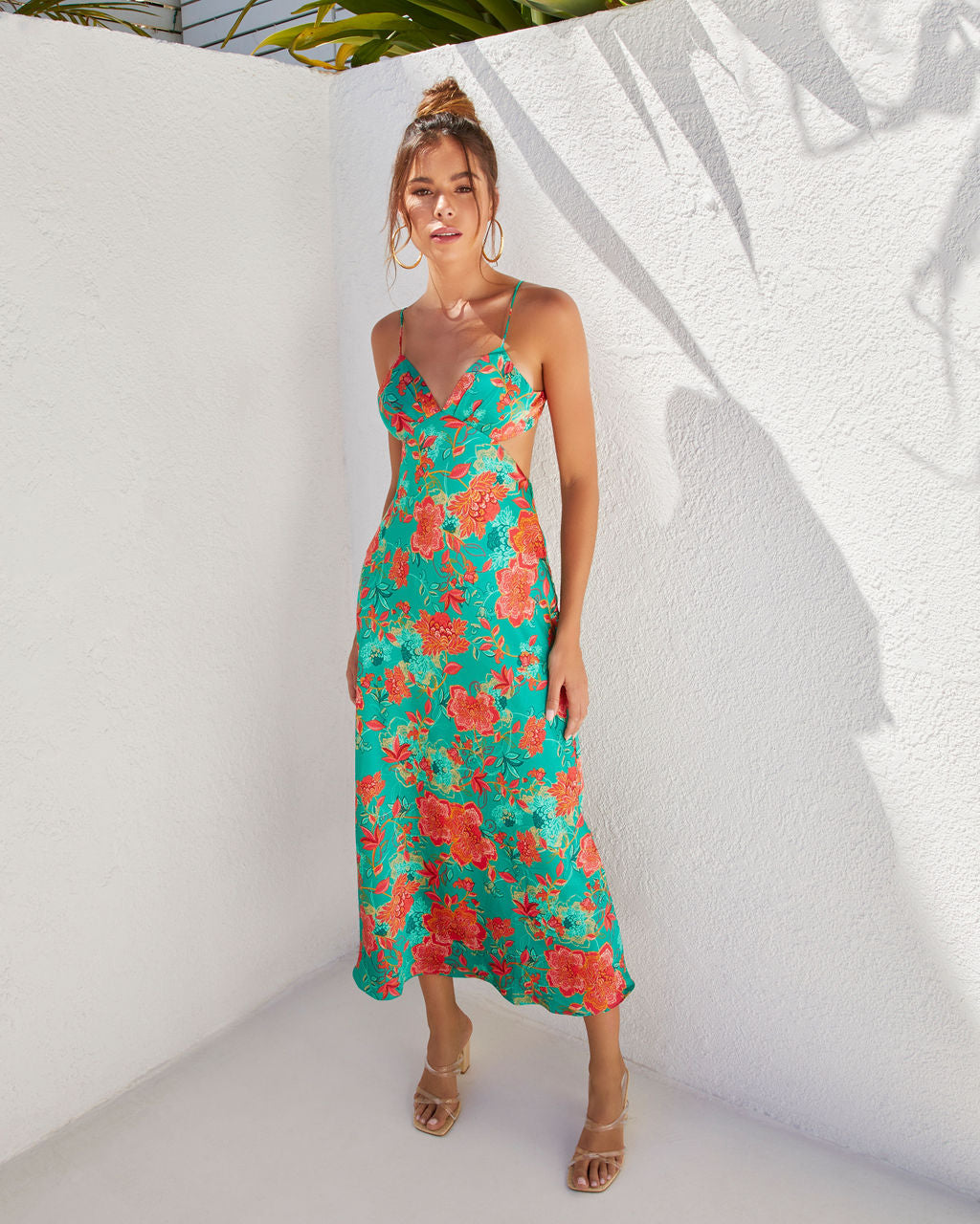 Renelle Satin Cutout Midi Dress – VICI