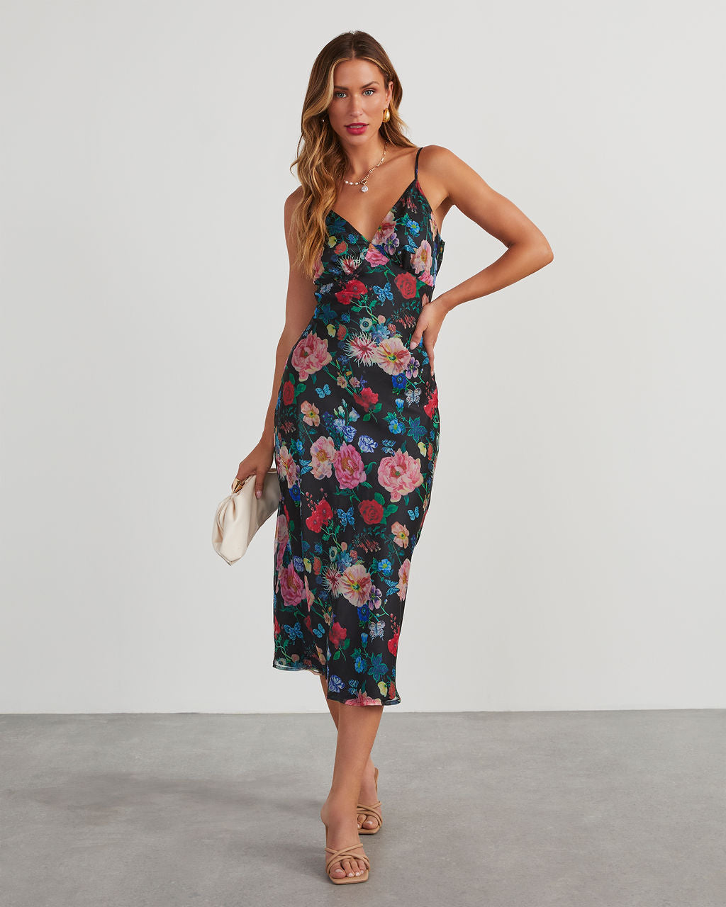 Don't Go Yet Slip Floral Midi Dress – VICI