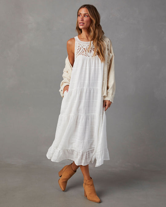 White % Maketta Tiered Maxi Dress-1
