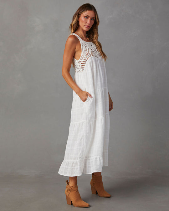 White % Maketta Tiered Maxi Dress-2