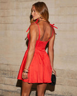 Elle Corsetted Shoulder Tie Cotton Mini Dress