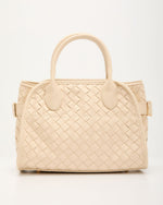 Oatmilk % Louien Woven Faux Leather Satchel-3