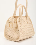Oatmilk % Louien Woven Faux Leather Satchel-5