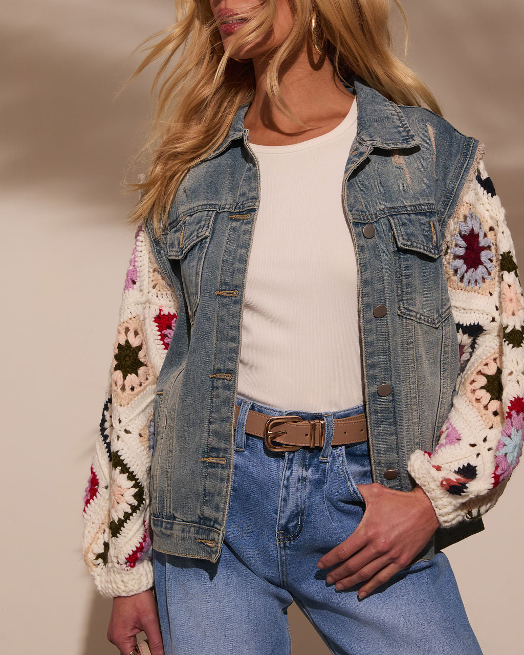 Alek Crochet Sleeve Denim Jacket – VICI